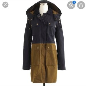 J.Crew Colorblock Field Jacket Navy Brown Utility Coat Size XS